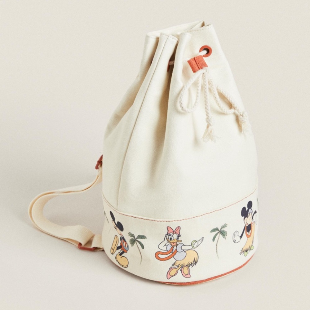 Zara Home x Disney Canvas Drawstring Bucket Bag with Disney Hula Characters - Picture 9 of 14